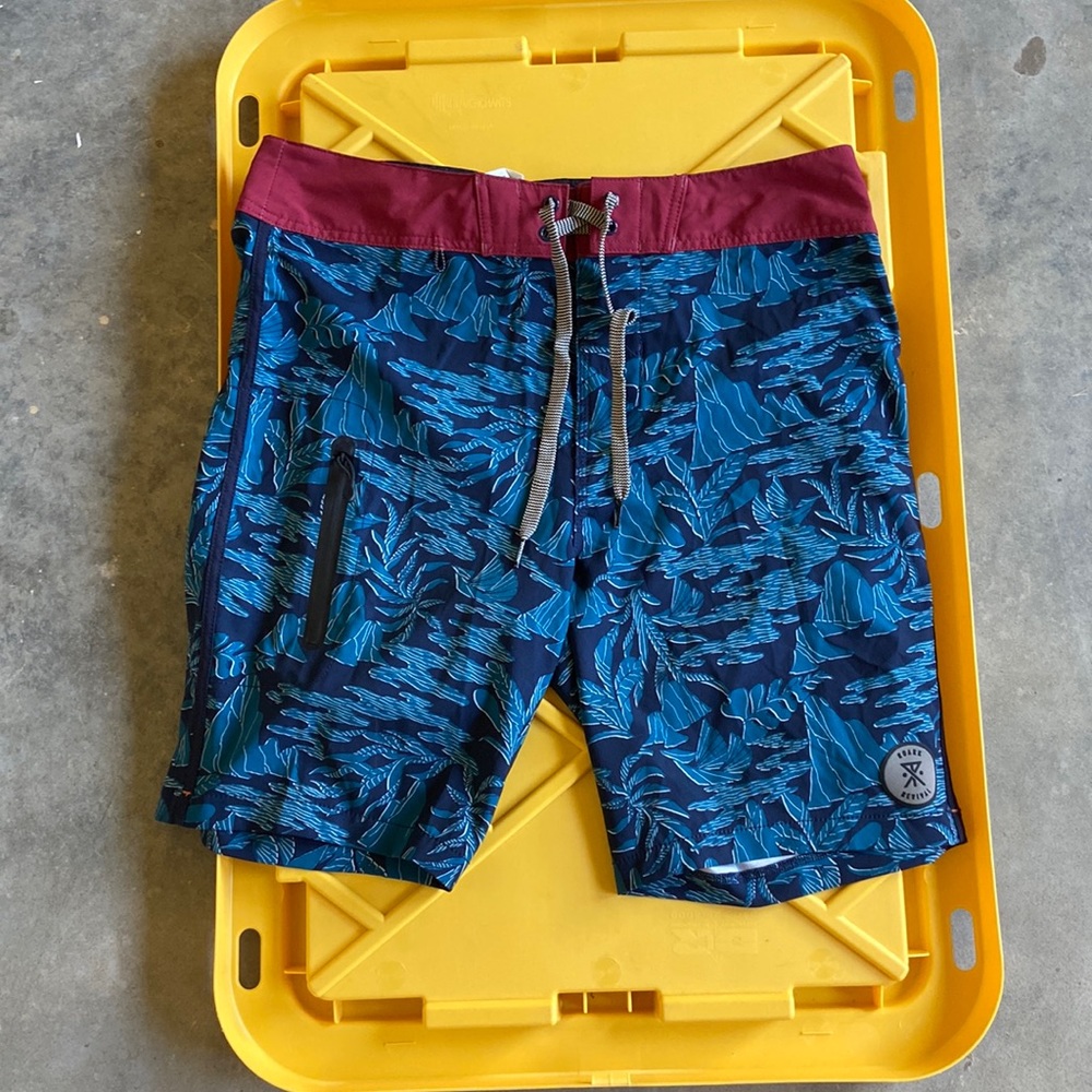 Men's Blue and Red Swim Board Shorts